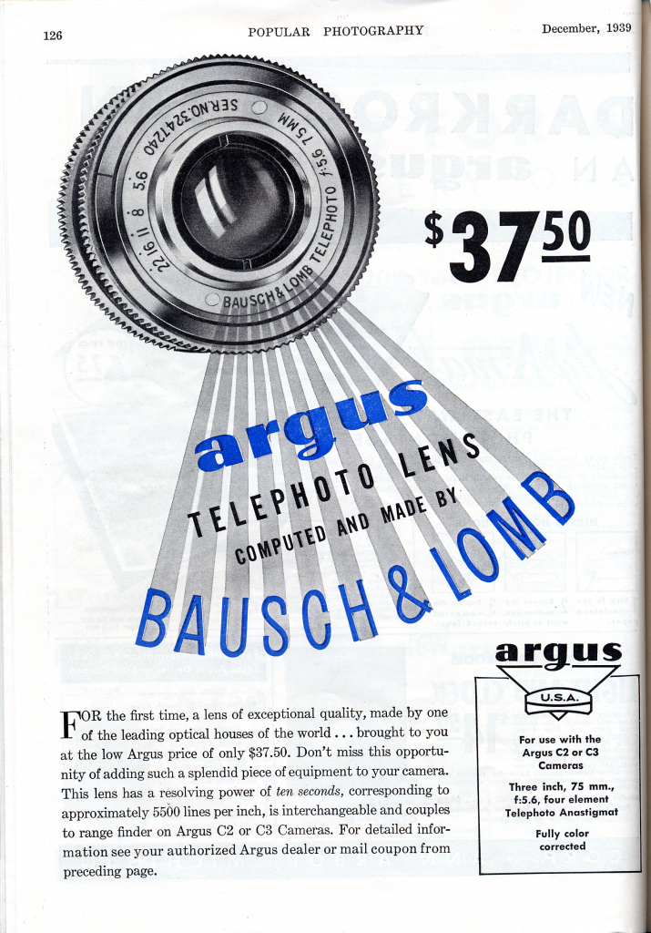 Bausch & Lomb 75mm telephoto lens