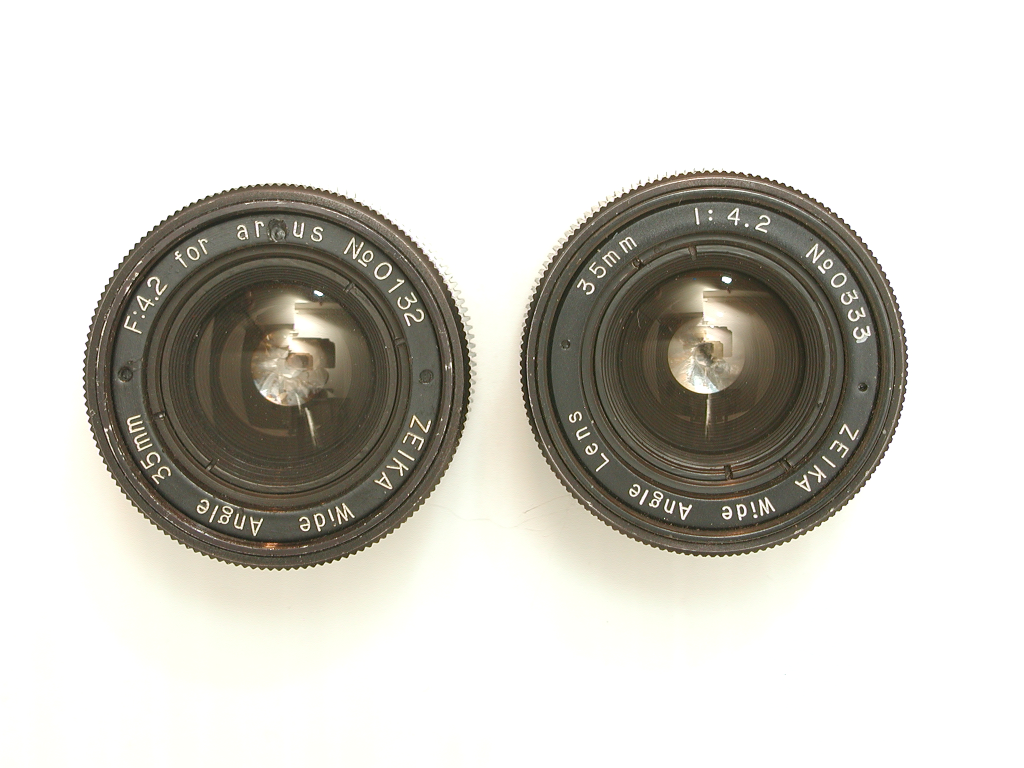Two varieties of Zeika 35mm f4.2 lens for C-3