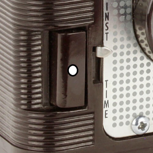 Brown button, white dot, switch to right labeled 'Inst' above and 'Time' below