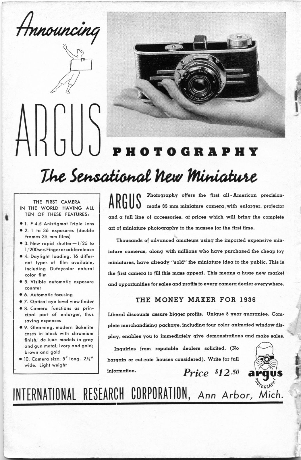 September 1935 ad announcing Model A